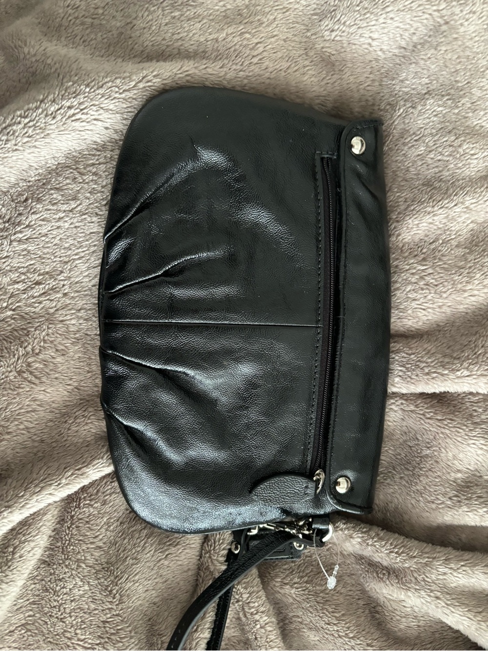 Coach Black Leather Wristlet with Ruched Detail - Picture 7 of 7